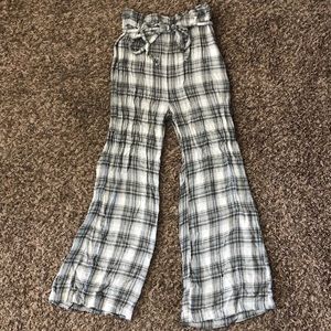 Soft Cloth Bell Bottom Paper Bag Waist Pant